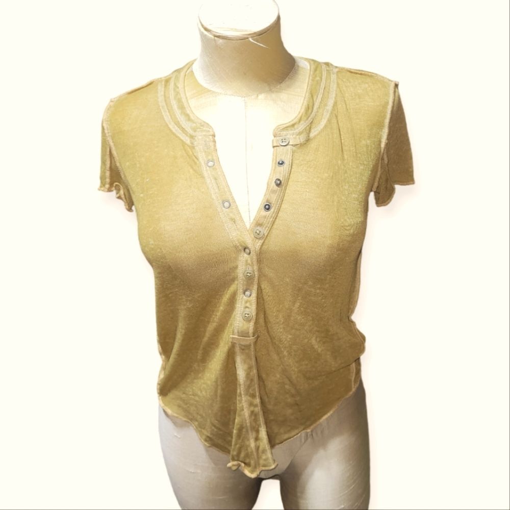 Free People Gold Shirt We the Free Gold Top XS Shirt